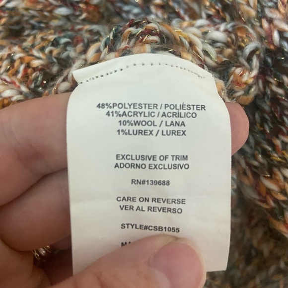 Coco + Jaimeson LIKE NEW multicolor wide neck slouchy wool blend sweater size S - Picture 3 of 6